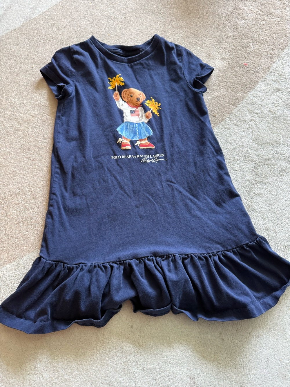Ralph Lauren Navy Polo Bear Kids Dress with Ruffle Hem size 4t